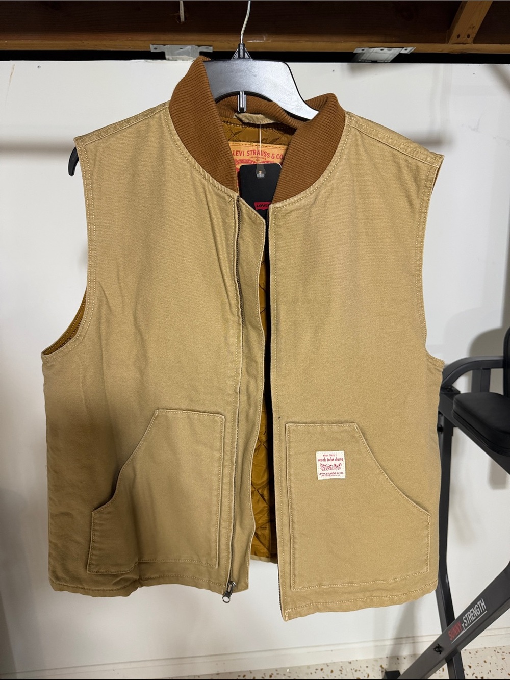 Levi's Khaki Brown Quilted Work Vest